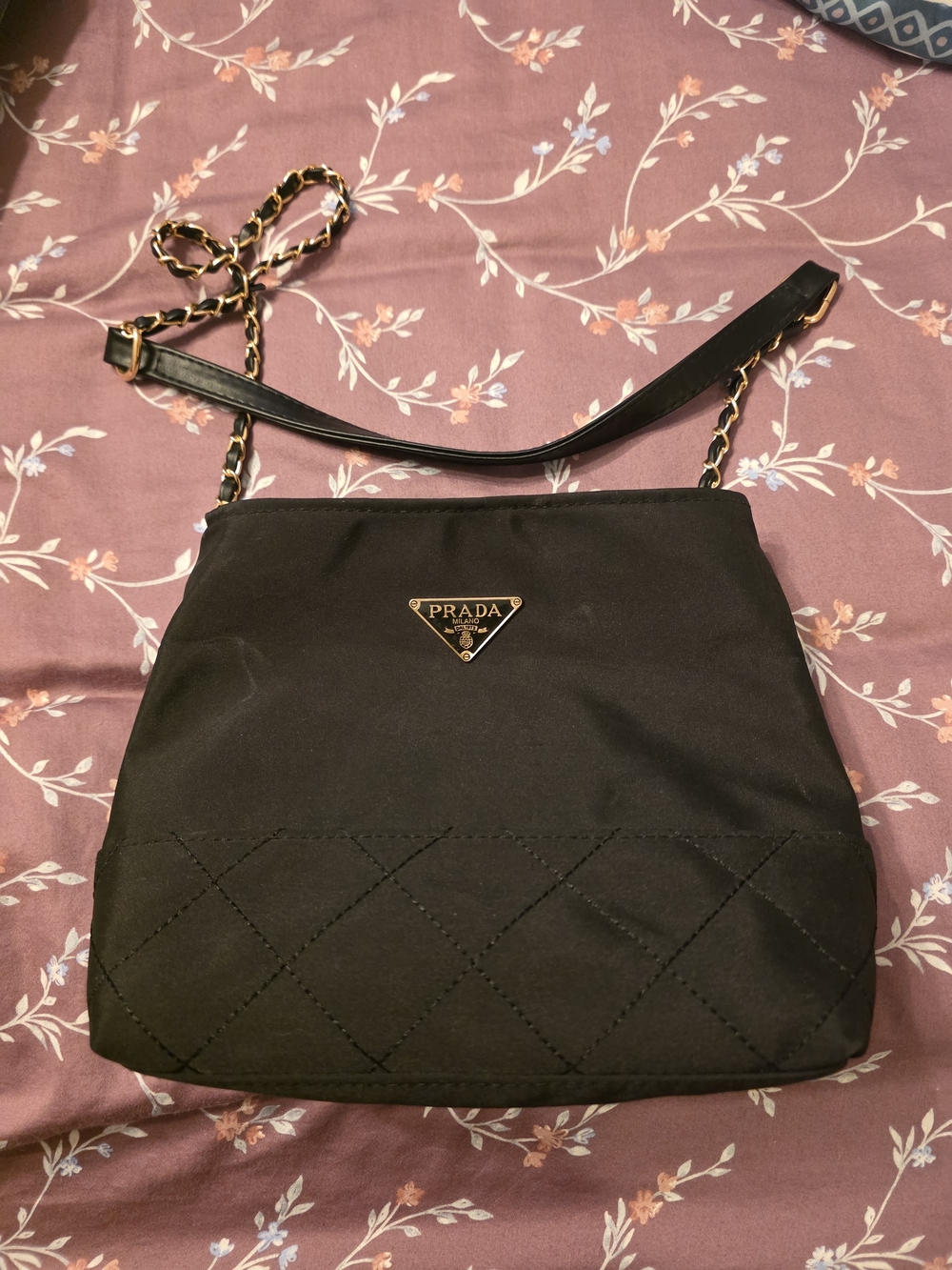 Prada Nylon Tessuto Impuntu Quilted Shoulder Bag Corniola